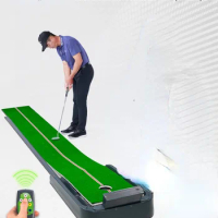 Remote control electric slope adjustment indoor golf putter practice simulator family green voice broadcast