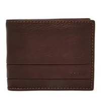 Fossil Lufkin Flip ID Bifold Dark Brown Dompet Pria - SML1390-201