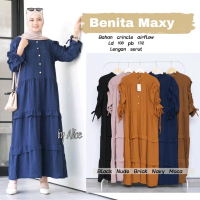 Benita maxy crinkle airflow tangan kerut