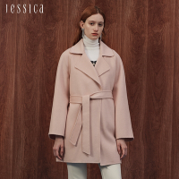 JESSICA - 甜美舒適保暖羊毛翻領綁帶羊毛外套J35C08