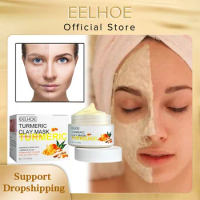 EELHOE Turmeric Clay Mask for Face Oil Control Anti Acne Treatment Deep Cleansing Skin Care Natural Turmeric Mud Face Mask 50g