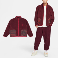 Nike 外套 NSW CNY 男款 紅 龍年 羊羔絨 寬鬆 祥龍印花 刺繡 風衣 夾克 FZ6194-677