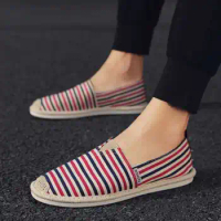 Size39-44 Men Casual shoes Canvas Loafer Stripe Shoes Plenty pattern