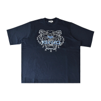 KENZO KENZO 藍字刺繡LOGO虎頭設計純棉短袖T恤(男款/藍黑)