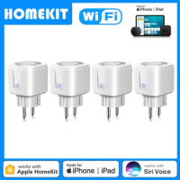1pcs-4pcs Wireless Light Smart Switch Homekit 16A Wall Light Outlet Smart Socket EU Plug Siri Control Work With Apple Homekit
