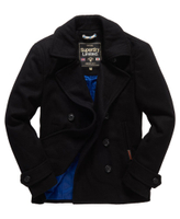 極度乾燥 跩狗嚴選 Superdry Coat 黑色 羊毛外套 雙排釦 翻領 大衣 軍裝 海軍 合身版型 夾克