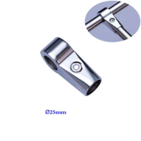 25mm Stainless Steel Pipe Connector Clothes Hanger Fittings Exhibition Frame Rack Fastener Joint 2pcs