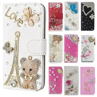 for OPPO Find X3 X5/X5 Lite/X5 Pro/Reno 8 Lite/Sony Xperia 1 5 10 IV Bling glitter Sparkly Leather Flip slots Wallet Case Cover