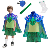 Bộ đồ cosplay cho bé trai chủ đề “Earth Commissioner” (Alien Elio), gồm áo, quần short, áo choàng và