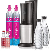 SodaStream Aqua Fizz Sparkling Water Maker Bundle (Black), with Co2, Glass Carafes, & bubly drops Fl