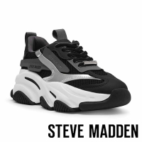 STEVE MADDEN-POSSESSION-E 拼接厚底休閒鞋-黑色