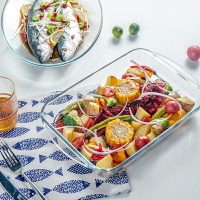鋼化耐熱玻璃烤盤大號魚盤湯盤菜盤平盤微波爐烤箱家用盤子餐具