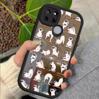 เคส Realme C12 เคสหลังลายแมวสยามทำโยคะ พื้นผิวกระจก เคสป้องกันกล้องกันกระแทก
