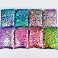 50g/bag Mermaid Nail Art Glitter Mixed Size Chunky Hexagon Laser Sequins Shiny Chameleon Manicure Flakes For Manicure Decoration