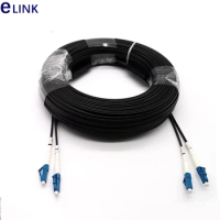 LC-LC 2 Cores Drop Fiber Optic Jumper, Cable Lead Cable, Single Mode, FTTH, Outdoor, 3 Steels, 2C, G652D, 500m