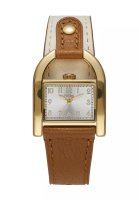 Fossil Fossil Women's Harwell Analog Watch ( ES5346 ) - Quartz, Gold Case, Retangle Dial, 20 MM Two Tone Leather Band