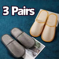 3 Pairs One Time Use Hotel Slippers Closed Toe Open Toe Non-slip Slippers Disposable Hotel Slipper Indoor Guest Travel Slippers