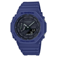 【CASIO 卡西歐】G-SHOCK 八角雙顯手錶-海軍藍x 黑色(GA-2100-2A)
