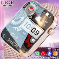 LIGE 1.96inch Bluetooth Call Smart Watch Health Monitor Custom Watch Face Women Watches Waterproof Antistatic women Smartwatches