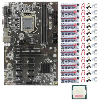 B250 BTC Mining Motherboard with 12 010-X PCIE 1X to 16X Riser Card+1XG3900 CPU LGA1151 DDR4 DIMM SATA3.0 USB3.0 12 PCIE