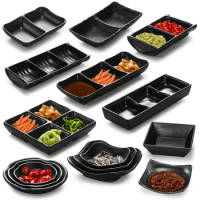 1PC Black Melamine Sauce Dishes Kitchen Tableware Japanese Cuisine Seasoning Plate Sushi Soy Dipping Saucer Bowl for Restaurant