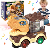 Electric Steam Train Toy for Toddlers 3-5Bump and Go Truck w/Steam LocomotiveSmokeLight & Sound 360