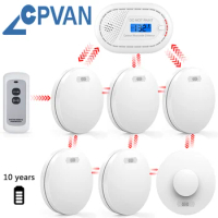 CPVAN Smoke, Heat &amp; Carbon Monoxide Detector Wireless Interconnected ,with Remote Control home Security Protection Smoke Alarm