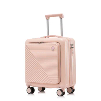 18 Inch Expandable Laptop Girl Trolley Pink Luggage Front Opening Boy Travel Cabin Suitcase With Wheels Boarding Case Valises