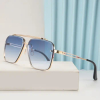 Premium Sunglasses Fashion Designer Double Beam Cut Edge Metal Eyeglasses Men's New Outdoor Driving Sunscreen Sunglasses Uv400