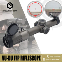 Evolution Gear FDE Vudu FFP LPVO SR1 Reticle 1-6x24MM Riflescope 30mm Tube for Airsoft and Hunting with Full Original Markings