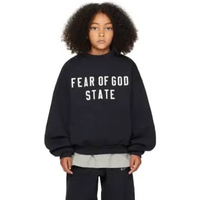 Fear Of God Essentials State Kids 90s Fit Fleece Crewneck Sweatshirt 8Y Jet Black