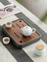 【優選百貨】烏金石茶盤家用小型瀝水盤辦公室簡約整塊石頭泡茶小茶臺