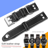 Personalized leather strap 22mm suitable for Hamilton/ Seiko men's watch, khaki field khaki aviation pilot pure leather strap