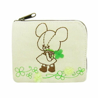 【日本進口正版】小熊學校 幸運草 刺繡 票卡包 零錢包 卡片包 The Bears' School - 099624