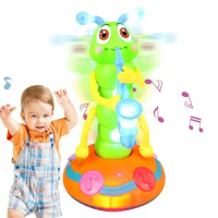 Musical Caterpillar Toy Colorful Dancing Saxophone Caterpillar with Light Music Electric Caterpillar Dance Toy for Kids Gifts