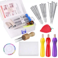 LMDZ 25 Colors Wool Roving Needle Felting Kit with Instruction Scissors and Other Tools for Wool Felting Needle Felting Kit