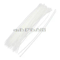 100 Pcs 4.4mm x 500mm White Nylon Zip Tie Wrap for Cable Wire