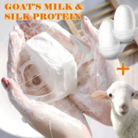 Goat's Milk Silk Protein Stretchy Soap Essence Whitening Face Cleansing Soap Body Wash Pimple Remove Natural Skin Care