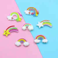 5pcs/Lot Slime Charms Cloud Rainbow Slime Accessories Beads Making Supplies With Drawstring Pouch For DIY Crafts