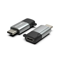 【POLYWELL】USB Type-C公轉Micro-B母轉接器 /鋁殼槍色 /含掛繩