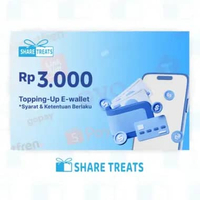 Share Treats Gift Voucher Top Up e-wallet - Rp 3.000 (Dana, Ovo, Gopay, Spay, linkaja dll)