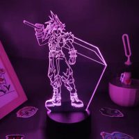 Final Fantasy Game Cloud Strife Lamp 3D Led RGB Night Lights Birthday Gift For Friends Bed Gaming Room Table Colorful Decoration