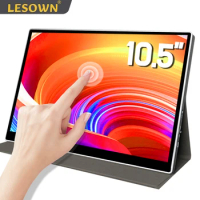 LESOWN 10.5 inch USB C External Monitor Ultrawide 1920x1280 IPS Touchscreen LCD Monitor with Speakers for Windows Macs PC