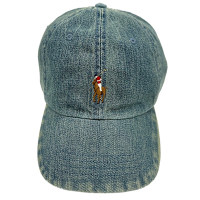 【RALPH LAUREN】POLO刺繡小馬LOGO鴨舌/棒球帽(牛仔藍)