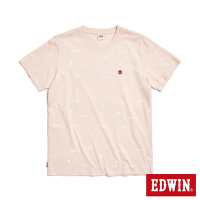 EDWIN Y2K 滿版印花布短袖T恤-男-淡粉紅
