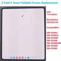 AMOLED For Samsung Z Fold 4 F936U F936B F936B/DS Display Touch Screen Digitizer Z Fold4 Inner Foldable LCD Screen Replacement