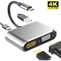 Stesen Dok 4-dalam-1, C0008, Jenis-C ke HDMI VGA HD Penukar, Menyokong Dok USB 3.0 Nintendo