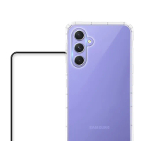 【Meteor】Samsung Galaxy A54 5G 手機保護超值3件組(透明空壓殼+鋼化膜+鏡頭貼)