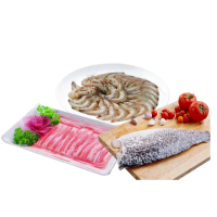 【賣魚的家】火鍋海陸拼盤套組 6件組(豬肉片2+鱸魚2+白蝦2共1220G±10%組)