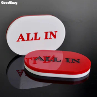 High Quality Oval Texas Hold'em Poker Chip White and Red Acrylic ALL IN Button Black Jack Poker Coins Casino Accessories